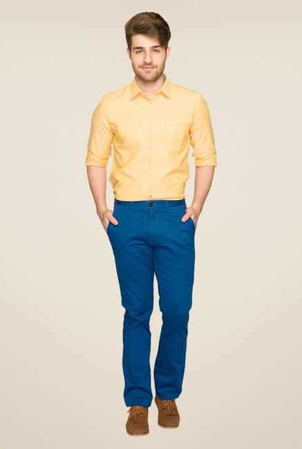 Parx Blue Solid Chinos Parx Blue Solid Chinos