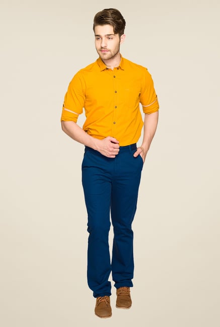 Parx Blue Solid Chinos Parx Blue Solid Chinos