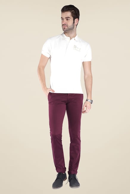 Parx Maroon Solid Chinos Parx Maroon Solid Chinos