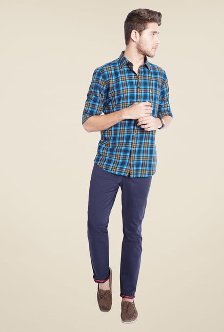 Parx Navy Solid Chinos Parx Navy Solid Chinos