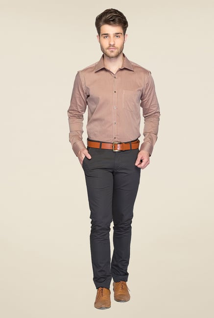 Parx Grey Solid Chinos Parx Grey Solid Chinos