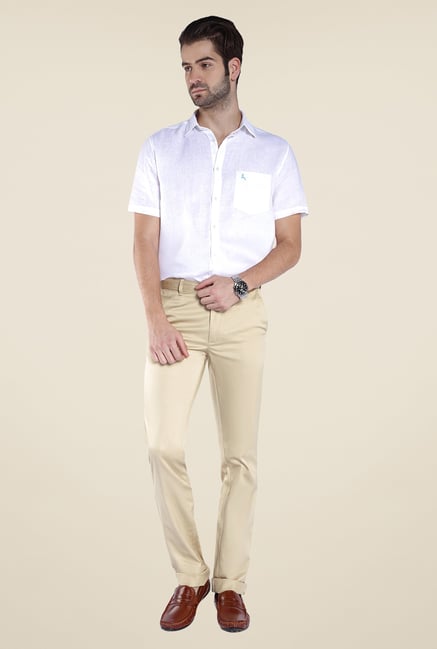 Parx Beige Solid Chinos Parx Beige Solid Chinos