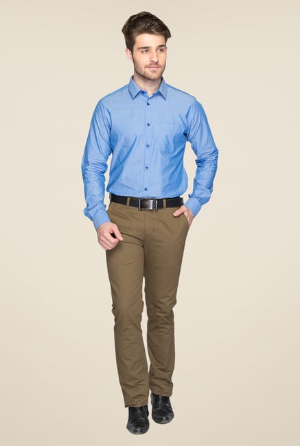 Parx Brown Solid Chinos Parx Brown Solid Chinos