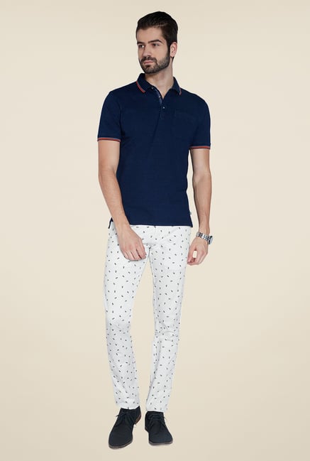 Parx White Printed Chinos Parx White Printed Chinos