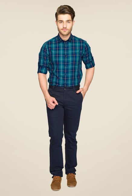 Parx Navy Solid Chinos Parx Navy Solid Chinos