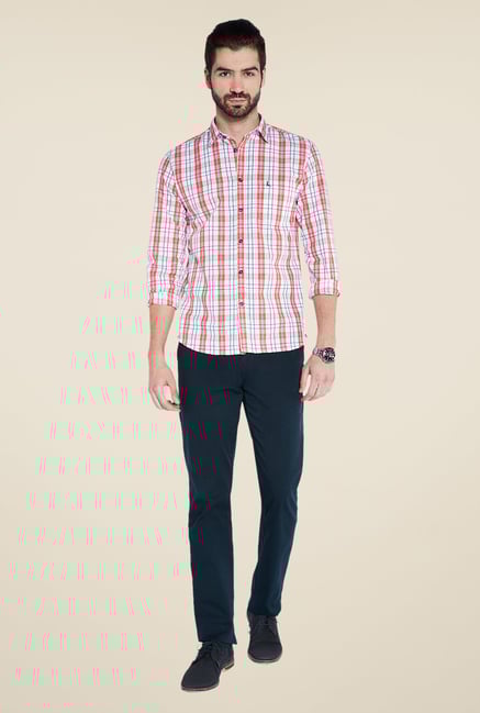 Parx Blue Solid Chinos Parx Blue Solid Chinos