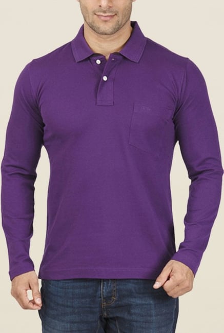 ColorPlus Purple Solid Polo T Shirt ColorPlus Purple Solid Polo T Shirt