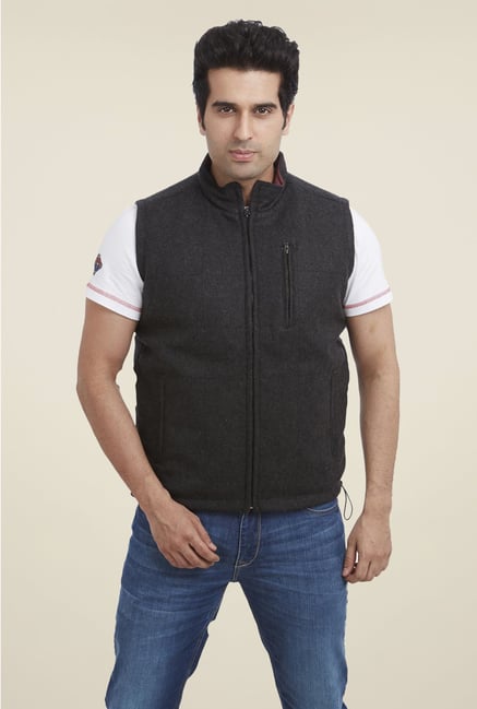 Park Avenue Dark Grey Solid Reversible Jacket Park Avenue Dark Grey Solid Reversible Jacket