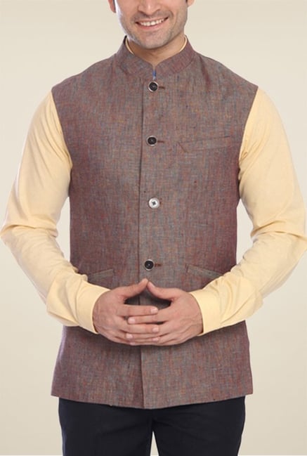 Park Avenue Brown Solid Waistcoat Park Avenue Brown Solid Waistcoat