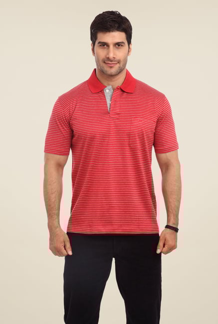 ColorPlus Red Striped Polo T Shirt ColorPlus Red Striped Polo T Shirt
