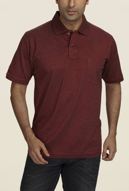 ColorPlus Maroon Solid Polo T Shirt ColorPlus Maroon Solid Polo T Shirt