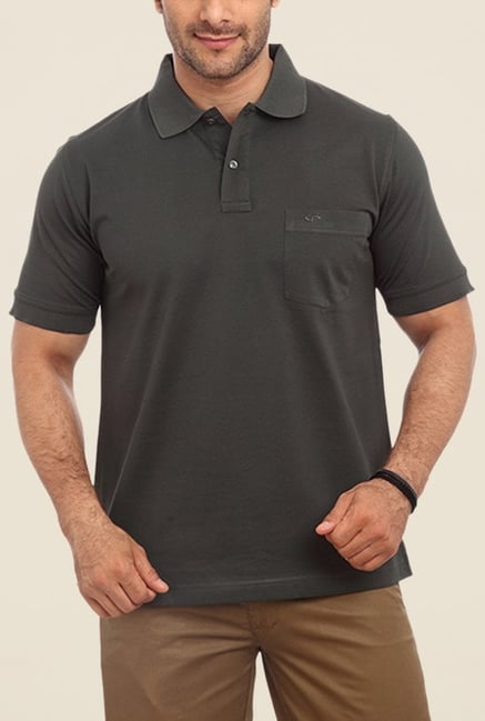 ColorPlus Grey Solid Polo T Shirt ColorPlus Grey Solid Polo T Shirt