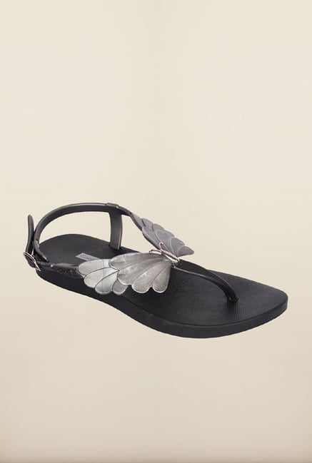 Ipanema Silver & Black Back Strap Sandals Ipanema Silver & Black Back Strap Sandals
