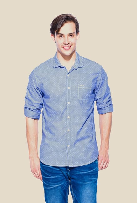 Mufti Blue Polka Dot Shirt Mufti Blue Polka Dot Shirt