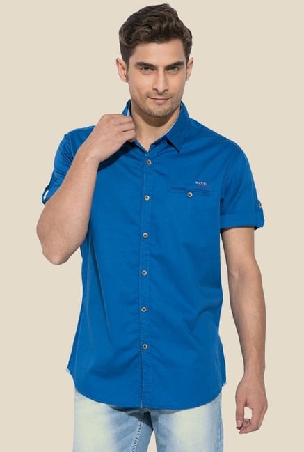 Mufti Royal Blue Cotton Shirt Mufti Royal Blue Cotton Shirt