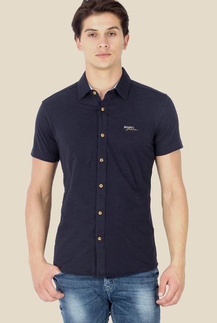 Mufti Navy Solid Shirt Mufti Navy Solid Shirt