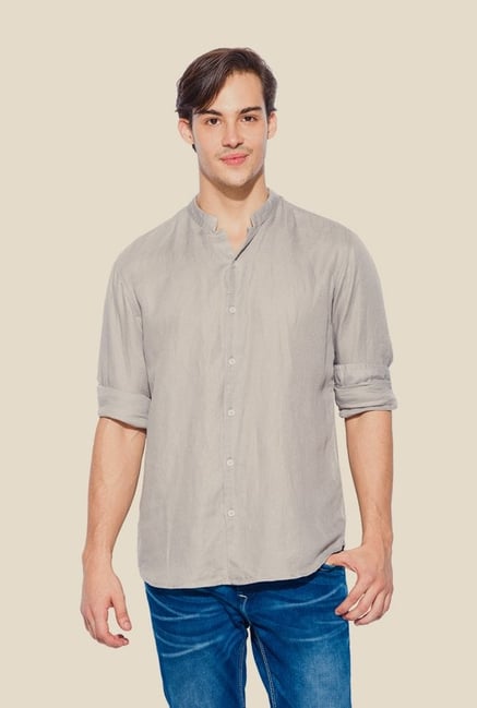 Mufti Grey Solid Shirt Mufti Grey Solid Shirt
