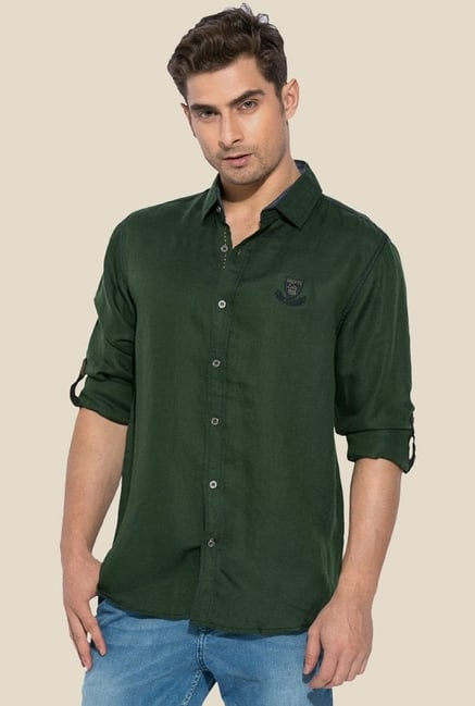 Mufti Green Solid Shirt Mufti Green Solid Shirt