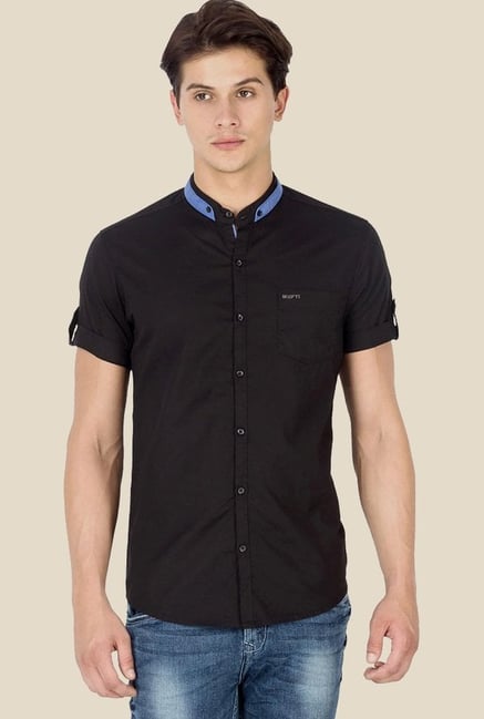 Mufti Black Solid Shirt Mufti Black Solid Shirt