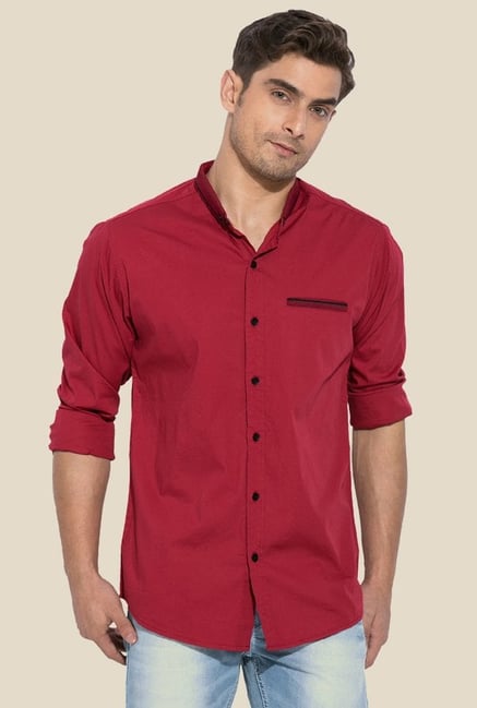 Mufti Red Solid Shirt Mufti Red Solid Shirt