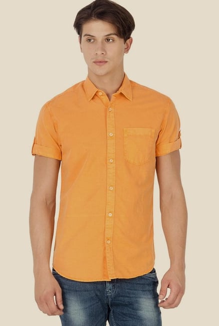 Mufti Orange Solid Shirt Mufti Orange Solid Shirt