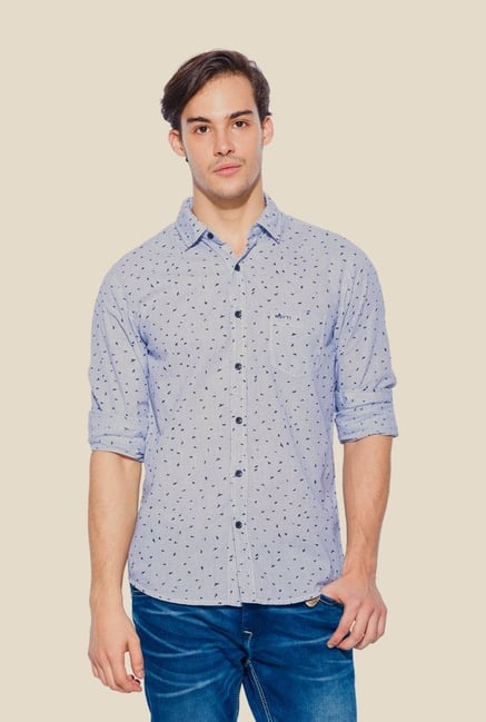 Mufti Light Blue Printed Shirt Mufti Light Blue Printed Shirt