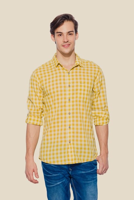 Mufti Yellow Checked Shirt Mufti Yellow Checked Shirt