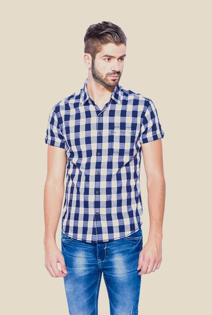 Mufti Navy Checked Shirt Mufti Navy Checked Shirt