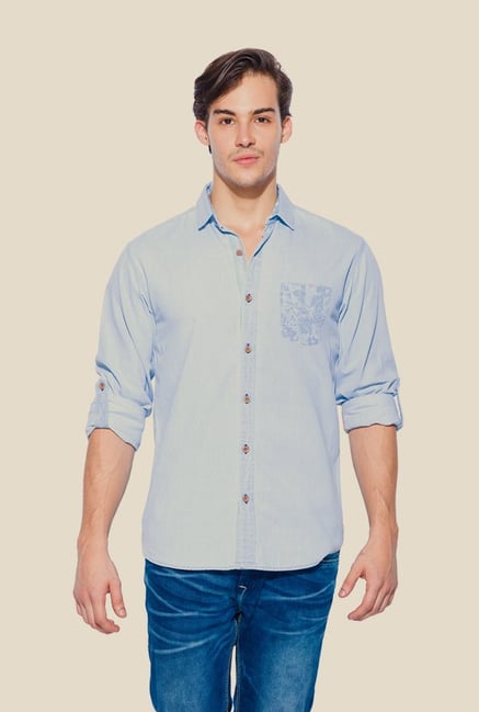 Mufti Light Blue Solid Shirt Mufti Light Blue Solid Shirt