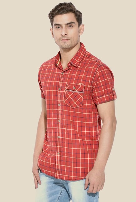 Mufti Orange Checked Shirt Mufti Orange Checked Shirt