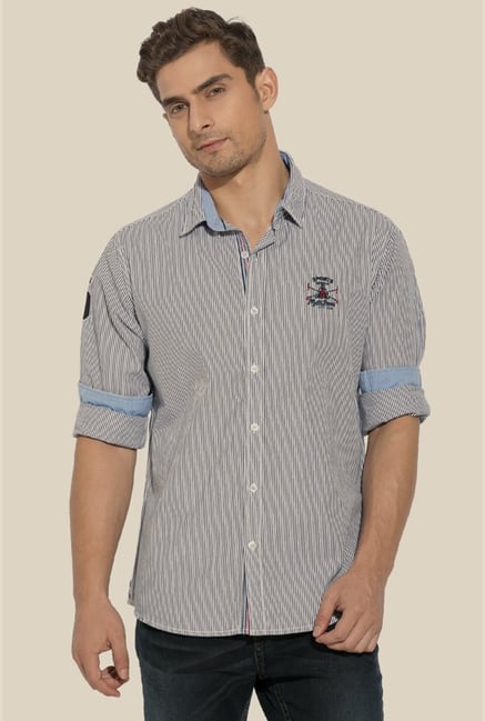 Mufti Navy & White Pinstripe Shirt Mufti Navy & White Pinstripe Shirt