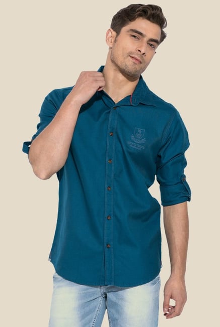 Mufti Teal Solid Shirt Mufti Teal Solid Shirt
