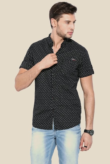 Mufti Black Printed Half Sleeves Shirt Mufti Black Printed Half Sleeves Shirt