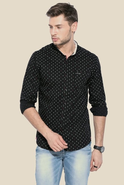 Mufti Black Printed Slim Fit Shirt Mufti Black Printed Slim Fit Shirt