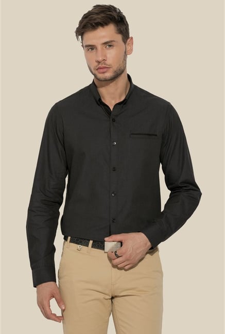 Mufti Black Solid Slim Fit Shirt Mufti Black Solid Slim Fit Shirt