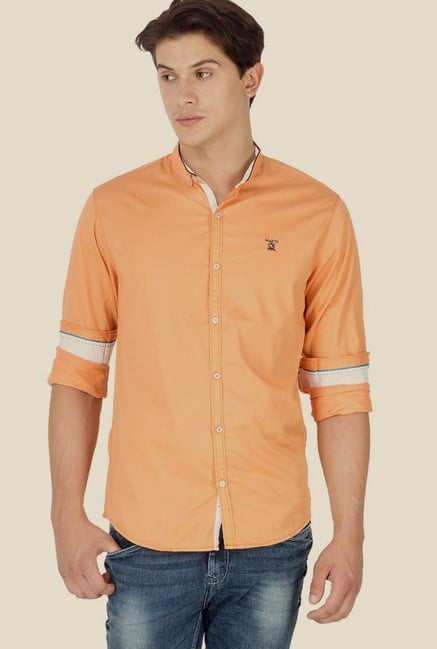 Mufti Orange Solid Shirt Mufti Orange Solid Shirt