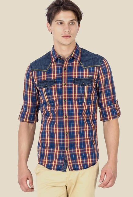 Mufti Navy Checked Shirt Mufti Navy Checked Shirt