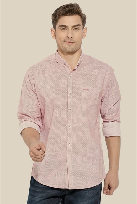 Mufti Pink Printed Slim Fit Shirt Mufti Pink Printed Slim Fit Shirt