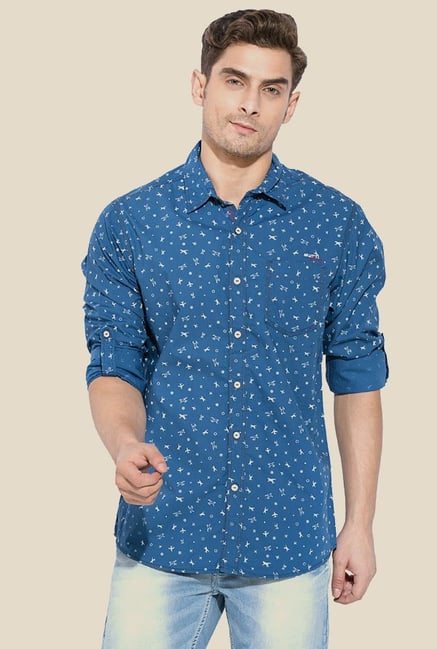 Mufti Blue Printed Shirt Mufti Blue Printed Shirt