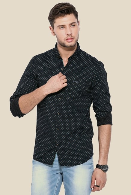 Mufti Black Printed Full Sleeves Shirt Mufti Black Printed Full Sleeves Shirt