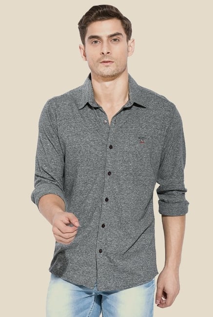 Mufti Grey Textured Shirt Mufti Grey Textured Shirt