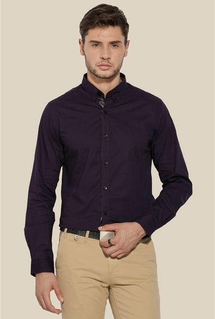 Mufti Purple Solid Shirt Mufti Purple Solid Shirt