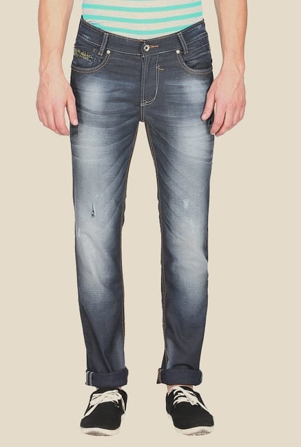 Mufti Grey Distressed Straight Fit Jeans Mufti Grey Distressed Straight Fit Jeans