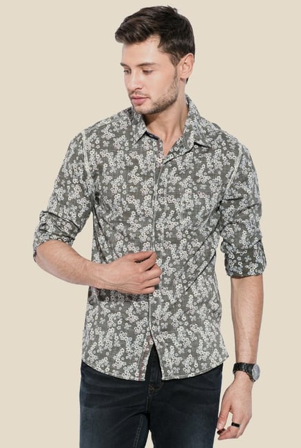 Mufti Olive Floral Print Shirt Mufti Olive Floral Print Shirt