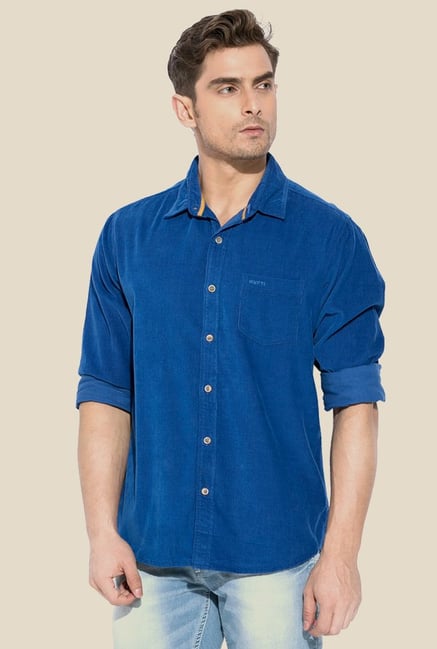 Mufti Royal Blue Solid Shirt Mufti Royal Blue Solid Shirt