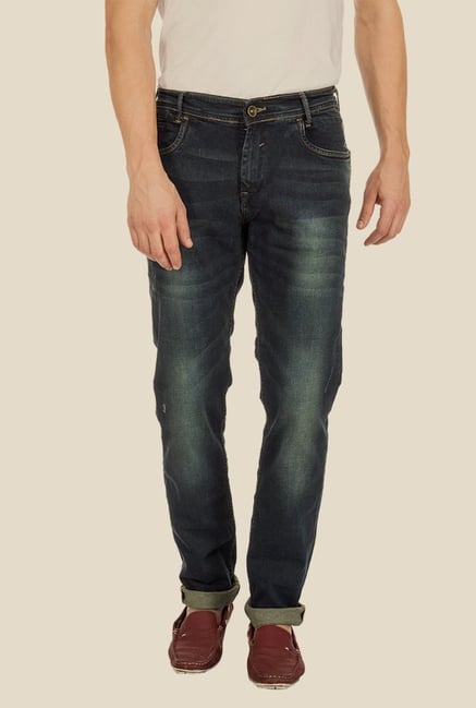 Mufti Blue Distressed Straight Fit Jeans Mufti Blue Distressed Straight Fit Jeans
