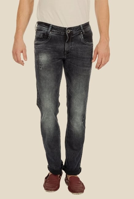 Mufti Grey Distressed Straight Fit Jeans Mufti Grey Distressed Straight Fit Jeans