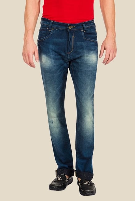 Mufti Blue Distressed Straight Fit Jeans Mufti Blue Distressed Straight Fit Jeans
