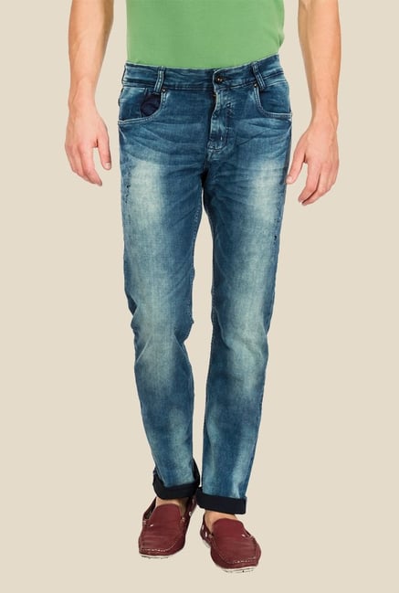 Mufti Blue Distressed Slim Fit Jeans Mufti Blue Distressed Slim Fit Jeans