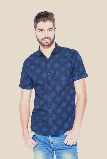 Mufti Navy Printed Half Sleeve Shirt Mufti Navy Printed Half Sleeve Shirt